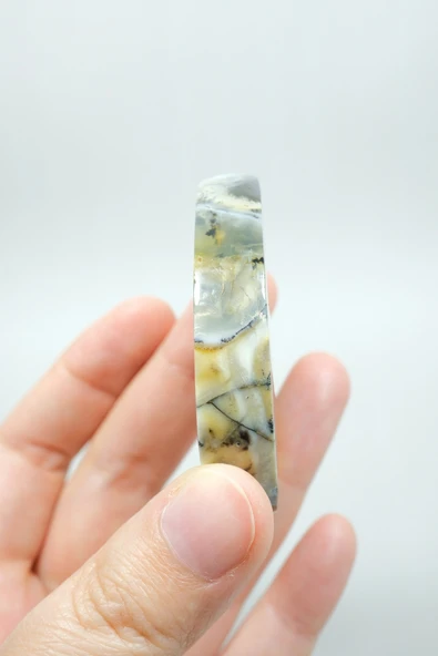 Renkli Mükemmel İşlenmiş Opal Dilimi - Merlinit, Sarı, Mavi - Resim 7