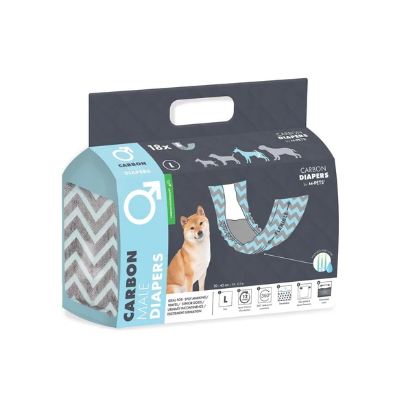 M-Pets Carbonlu Diapers Erkek Köpekler İçin Külot (L) 18Li 10174199 ürün görseli 1