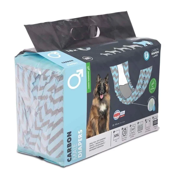 M-Pets Carbonlu Diapers Erkek Köpekler İçin Külot (Xxl) 18Li 10175199 ürün görseli 1