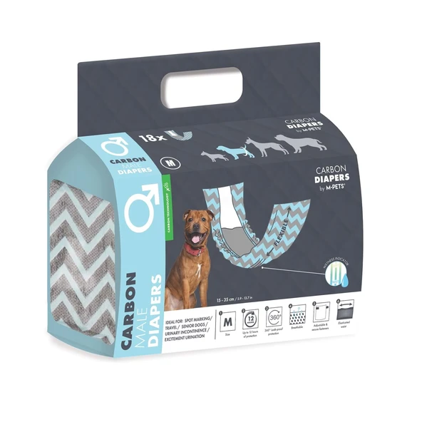 M-Pets Carbonlu Diapers Erkek Köpekler İçin Külot (M) 18Li 10174099 ürün görseli 1