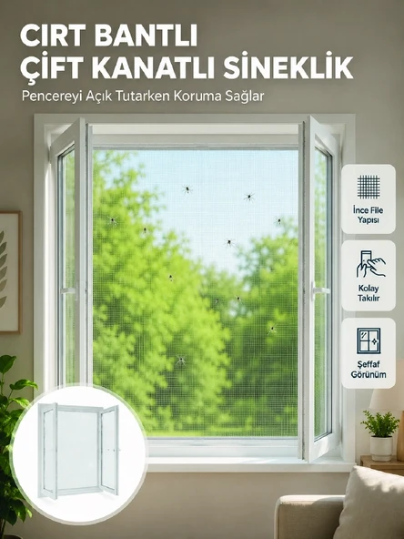 Pencere Ve Balkon İçin Çift Kanatlı Sinek Koruma Sinekliği ürün görseli 1