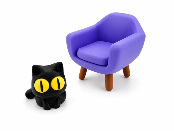 Sevimli Kedi Figürlü Dekoratif Mini Koltuk Seti ? Masaüstü Dekoru ? Ofis ve Çalışma Masası Süsü ürün görseli 1