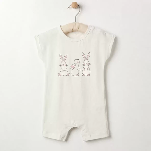 6/24 Ay Şort Paça Kısa Kollu Bebek Tulumu ürün görseli 1