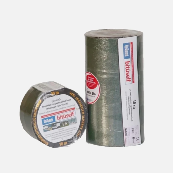 BTM Bitüself Star Alüminyum Folyolu Su ve Ses Yalıtım Bandı Yeşil En 10 cm-10 Metre (8'li Paket) ürün görseli 1