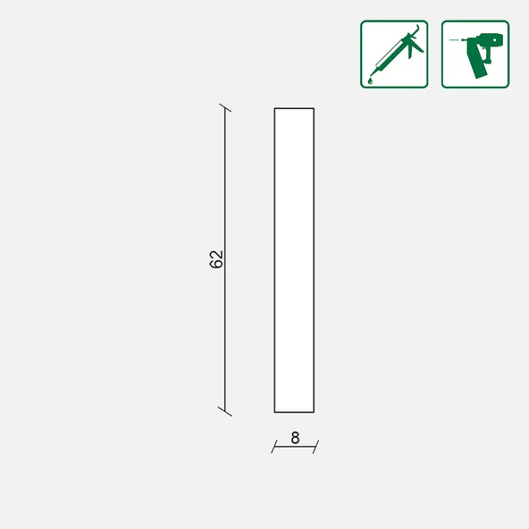 Ham MDF Duvar Kaplama Çıtası 8x62x1180 mm 6 Parça (4'li Paket) ürün görseli 1