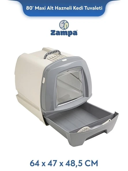 Zampa Plus 80' Maxi Kapalı Kedi Tuvaleti (ZIT-2730) | Büyük Boy Alt Hazneli Pratik Çözüm ürün görseli 1