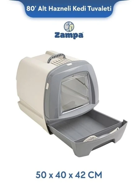 Zampa Plus 80' Kapalı Kedi Tuvaleti (ZIT-2723) | Alt Hazneli Pratik ve Hijyenik Çözüm ürün görseli 1