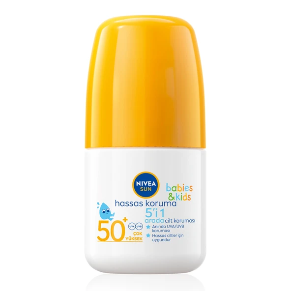 NIVEA SUN SPF 50+ Bebek ve Çocuk İçin Hassas Koruma Güneş Koruyucu Roll-On 50 Ml (5'li Paket) ürün görseli 1