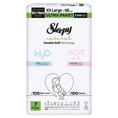 Sleepy Natural Double Soft Ultra Bebek Bezi Xxl 48 Adet (6'li Paket) ürün görseli 1