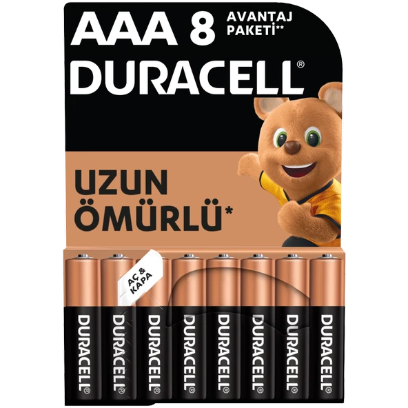 Duracell Alkalin AAA İnce Kalem Pil 1,5V (LR03 / MN2400) 8'li Paket (8'li Paket) ürün görseli 1