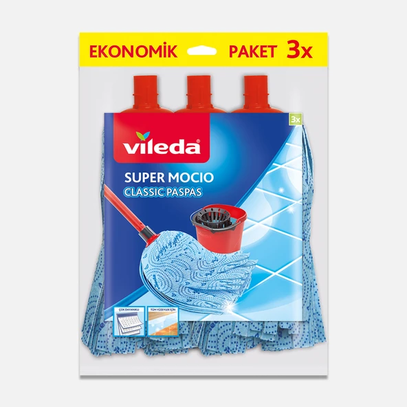 Vileda Super Mocio Klasik Yedek Paspas 3'lü Ekonomik Paket (6'li Paket) ürün görseli 1