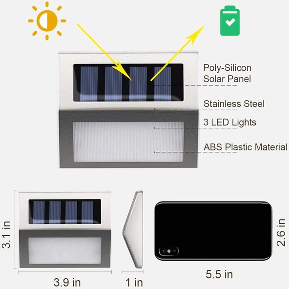 Solar Aplik 3 Led (8'li Paket) ürün görseli 1