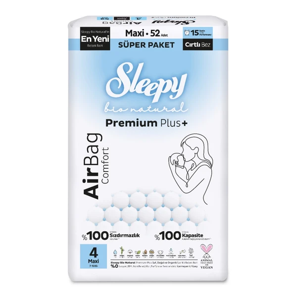Sleepy Bio Natural Airbag Comfort No 4 Maxi 52'li (8'li Paket) ürün görseli 1