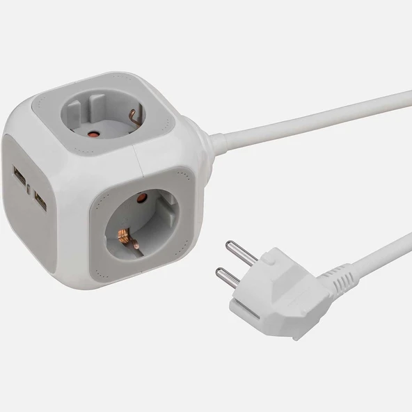 Brennenstuhl Alea Power 1,4 metre Küp 4'lü 2 Usb'li Priz (3'li Paket) ürün görseli 1