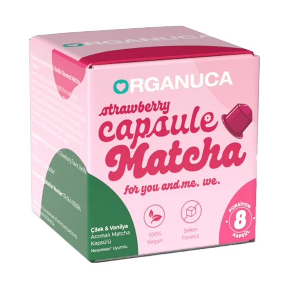 Organuca Çilek Vanilya Aromalı Matcha Kapsül 8'li 28 G (7'li Paket) ürün görseli 1