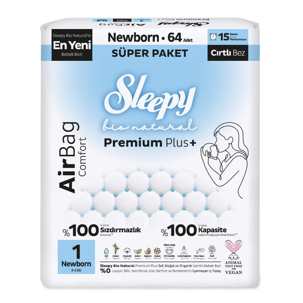 Sleepy Bio Natural Airbag No 1 Yenidoğan 64'lü (6'li Paket) ürün görseli 1