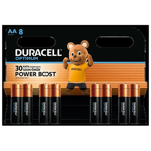 Duracell Optimum Powerboost AA Kalem Pil 8'li (5'li Paket) ürün görseli 1