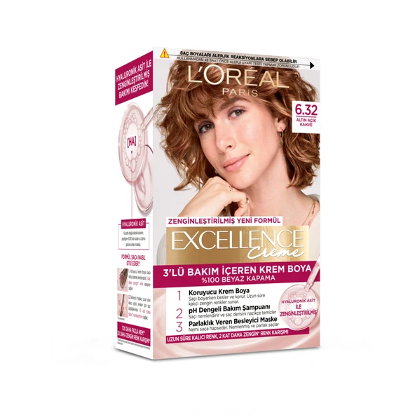 L'Oréal Paris Excellence Creme Saç Boyası - 6.32 Altın Açık Kahve (7'li Paket) ürün görseli 1