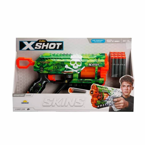 36561 X-Shot Skins Griefer 12 Mermili Sünger Dart Atan Silah 32 cm ürün görseli 1