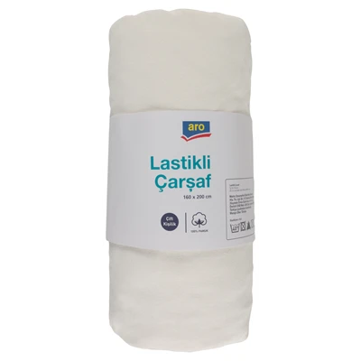 aro Lastikli Çarşaf Çift Kişilik 160*200Cm Beyaz (8'li Paket) ürün görseli 1