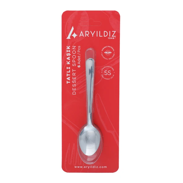 Aryıldız Deniz Vakumlu Tatlı Kaşık 6'lı (6'li Paket) ürün görseli 1