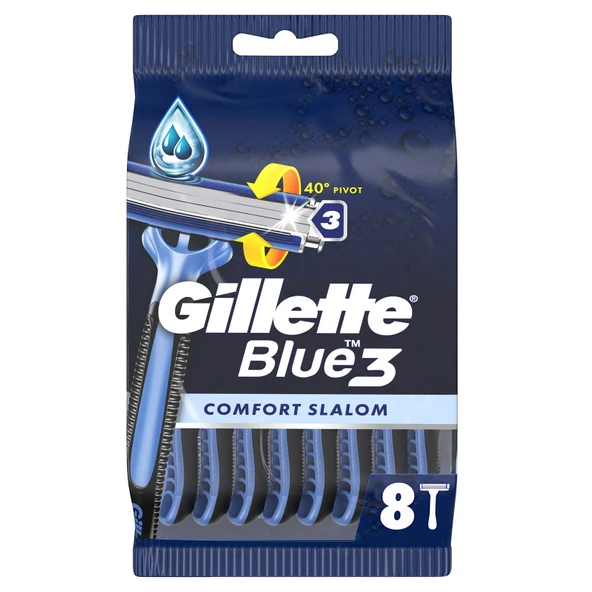 Gillette Blue3 Comfort Slalom Tıraş Bıçağı 8'li (7'li Paket) ürün görseli 1