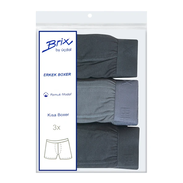 Brix Modal Erkek 3'lü Kısa Boxer M (4'li Paket) ürün görseli 1