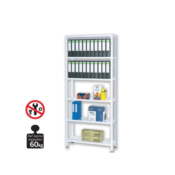 Regalux Metal 6 Katlı Raf 200X100X30 cm Beyaz ürün görseli 1