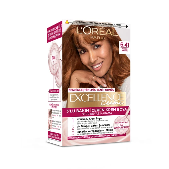 Excellence Creme Saç Boyası - 6.41 Fındık Kahve 192 Ml (6'li Paket) ürün görseli 1