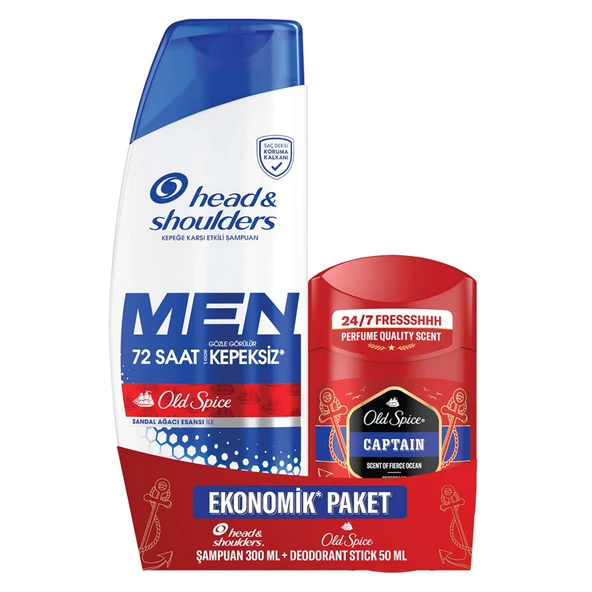 Head & Shoulders Men Ultra Şampuan 300 ml + Old Spice Captain Stick 50 ml (6'li Paket) ürün görseli 1