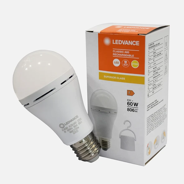 Lcla60 Rech 8 W Sarı Şarjlı E27 LED Ampul (4'li Paket) ürün görseli 1