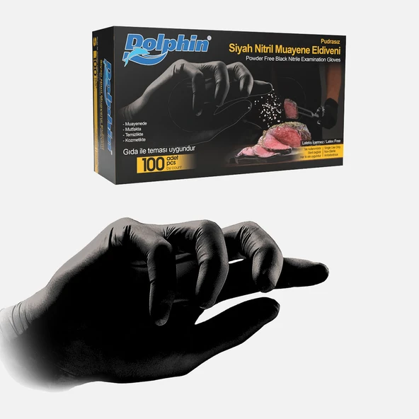 Dolphin Nitril Çok Amaçlı Eldiven Siyah S (5'li Paket) ürün görseli 1