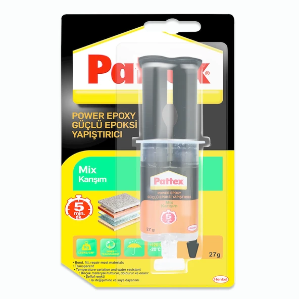 Pattex Power Epoksi Güçlü Yapıştırıcı-Mix Karışım 27 Gr (7'li Paket) ürün görseli 1