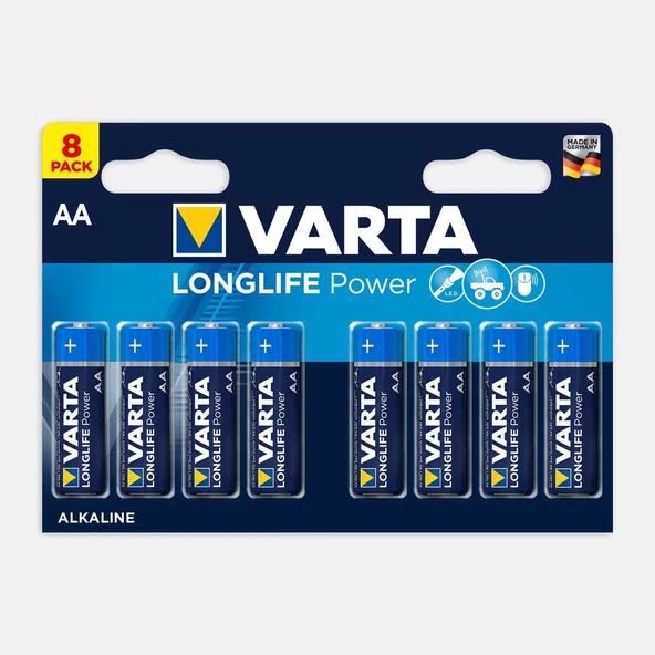 Varta Longlife Power AA 8 Li Alkaline Pil (6'li Paket) ürün görseli 1