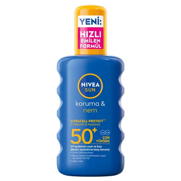 NIVEA SUN SPF 50+ Yüksek Güneş Koruyucu ve Nemlendirici Vücut Spreyi 200 Ml (4'li Paket) ürün görseli 1