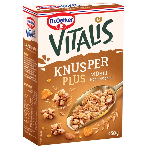 Dr.Oetker Vitalis Knusper Plus Bal Bademli 450 G (8'li Paket) ürün görseli 1