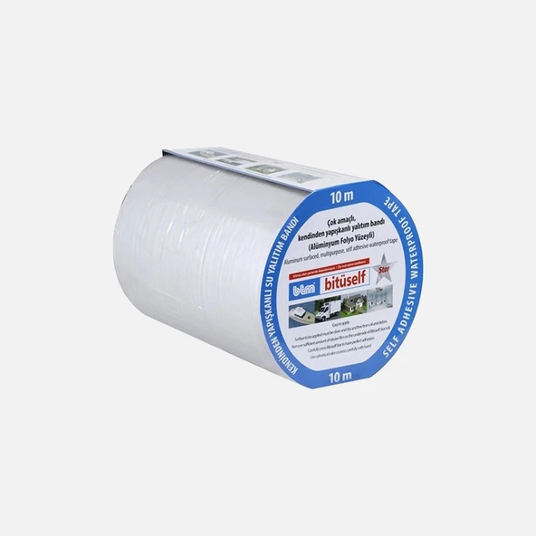 BTM Bitüself Star Alüminyum Folyolu Su ve Ses Yalıtım Bandı En 10 cm-10 Metre (5'li Paket) ürün görseli 1