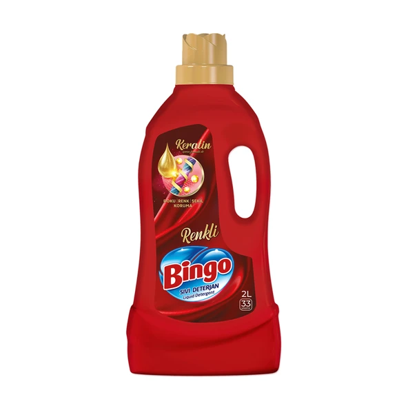 Bingo Sıvı Deterjan Bakım 2 L Renkli 33 Yıkama (8'li Paket) ürün görseli 1