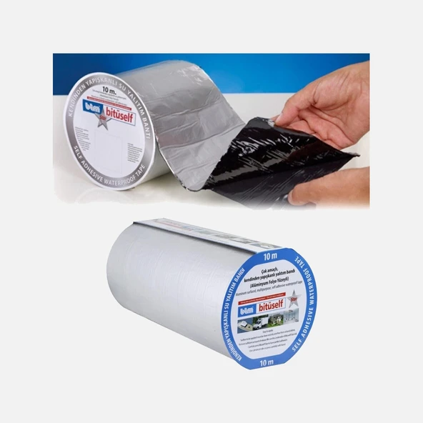 BTM Bitüself Star Alüminyum Folyolu Su ve Ses Yalıtım Bandı En 20 cm-10 Metre (2'li Paket) ürün görseli 1