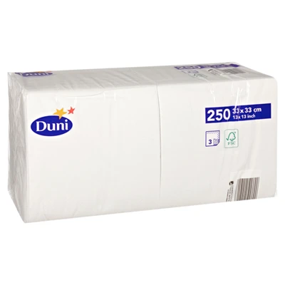 Duni Peçete 3katLı 33*33cm 250Li Beyaz Desenli (5'li Paket) ürün görseli 1