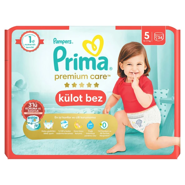 Prima Premium Care 5 Beden Külot Bebek Bezi 11-17 Kg 34 Adet (2'li Paket) ürün görseli 1