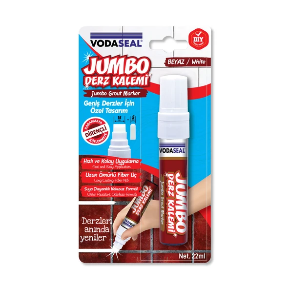 Vodaseal Jumbo Geniş Derz Yenileme Kalemi Beyaz (7'li Paket) ürün görseli 1