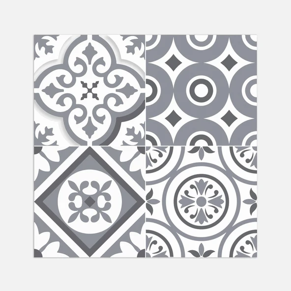 Tink Geometri Desenli Gri Zemin PVC Karo 30 x 30 cm (7'li Paket) ürün görseli 1