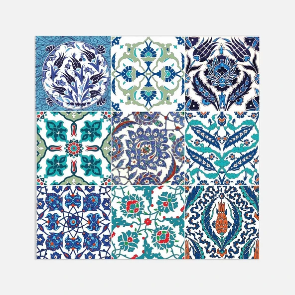 Tink Çini Desenli Çok Renkli Duvar PVC Karo 30 x 30 cm (7'li Paket) ürün görseli 1