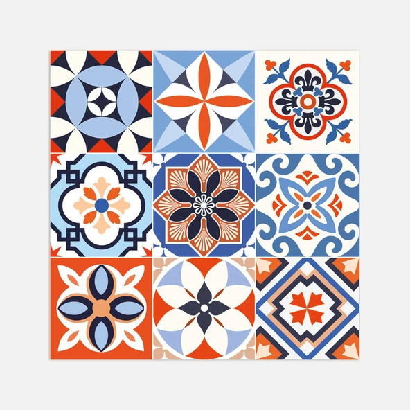 Tink Meksika Desenli Çok Renkli Duvar PVC Karo 30 x 30 cm (8'li Paket) ürün görseli 1