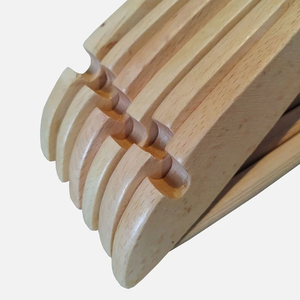 Lorin Ahşap Askı Naturel 6'lı (7'li Paket) ürün görseli 1