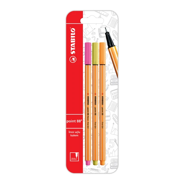 Stabilo Point 88 Renkli Karışık İnce Uçlu Kalem 3'lü (8'li Paket) ürün görseli 1