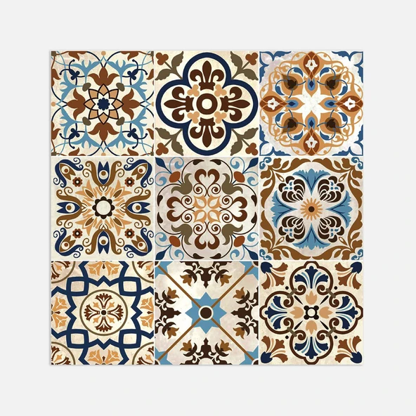 Tink Fas Desenli Çok Renkli Zemin PVC Karola 4’lü Paket 30 x 30 cm 0.5 mm (7'li Paket) ürün görseli 1