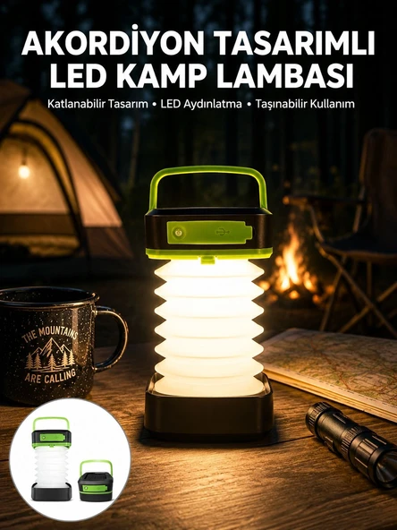 Katlanabilir Kamp Lambası Akordiyon Lamba Şarjlı 3 Kademeli Solar Yeni Nesil ürün görseli 1