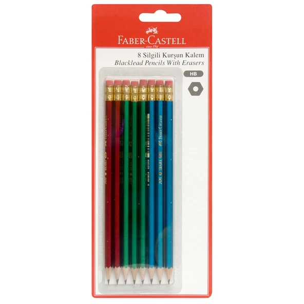 Faber Castell 8'Li Silgili Kurşun Kalem (8'li Paket) ürün görseli 1